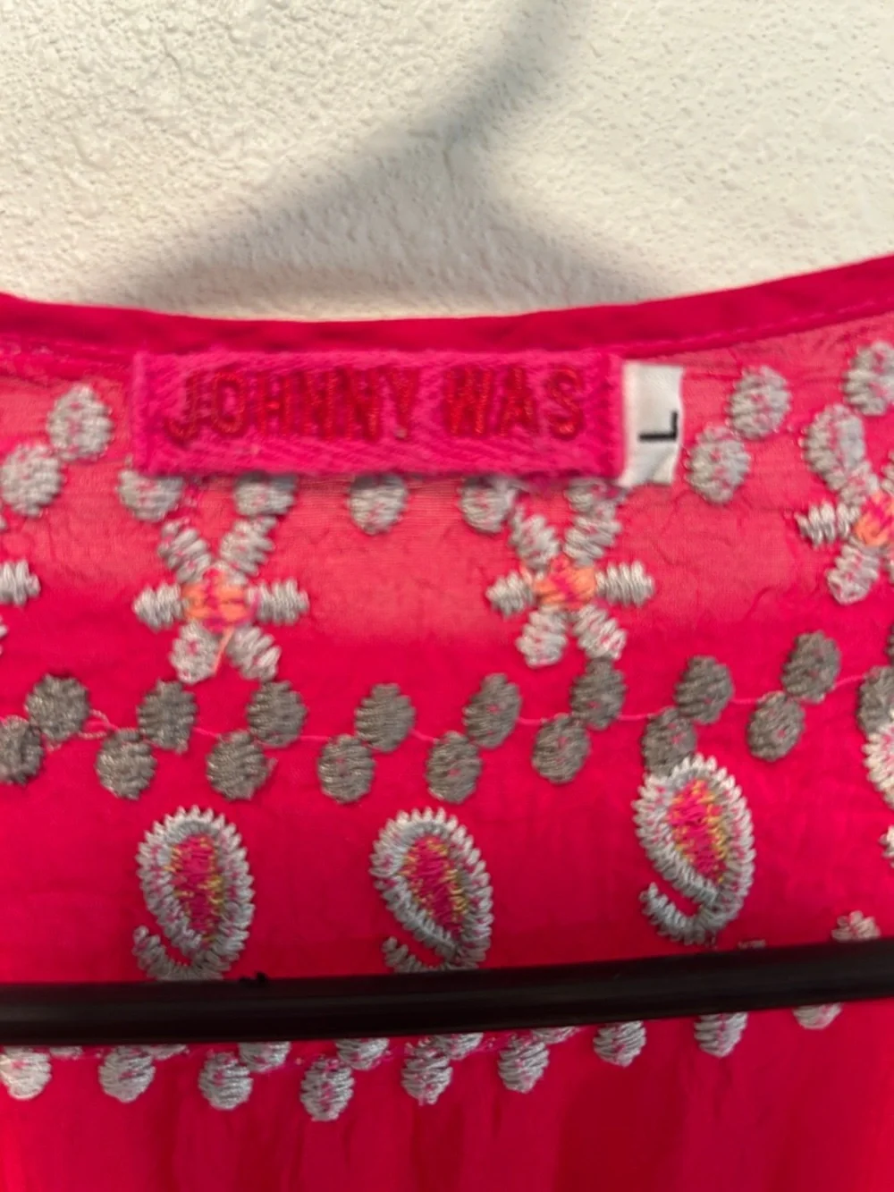 Johnny Was Hot Pink Embroidered V-Neck Tunic/Dress - Picture 2 of 4